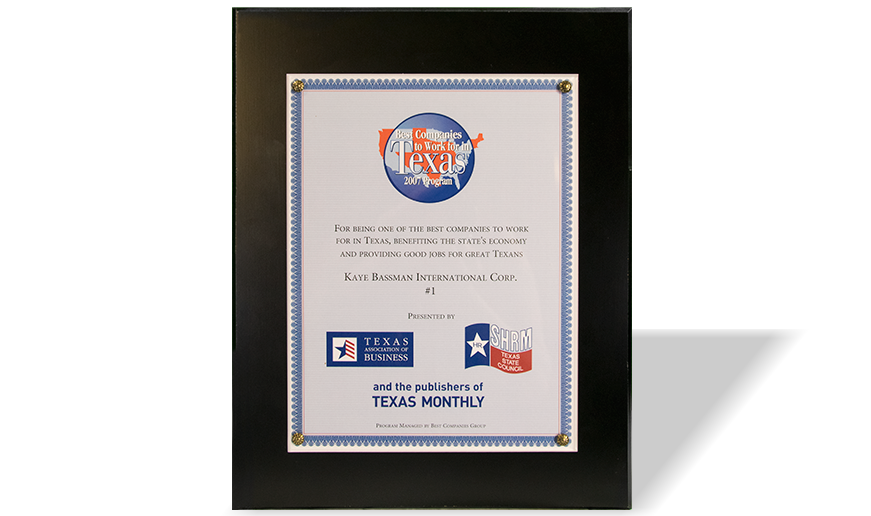 #1 Best Company to Work For in Texas 2007