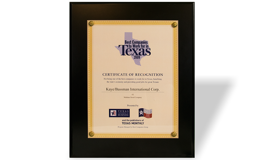 #1 Best Company to Work For in Texas 2009