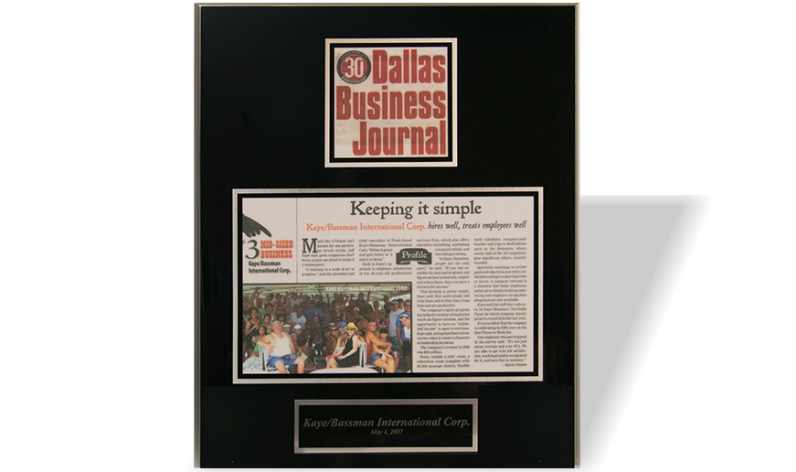Dallas Business Journal Article on Kaye/Bassman 2007